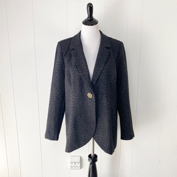 Soft Surroundings Jackets & Blazers - Soft Surroundings Black Leopard Print Blazer Gold Button Large Petite LP